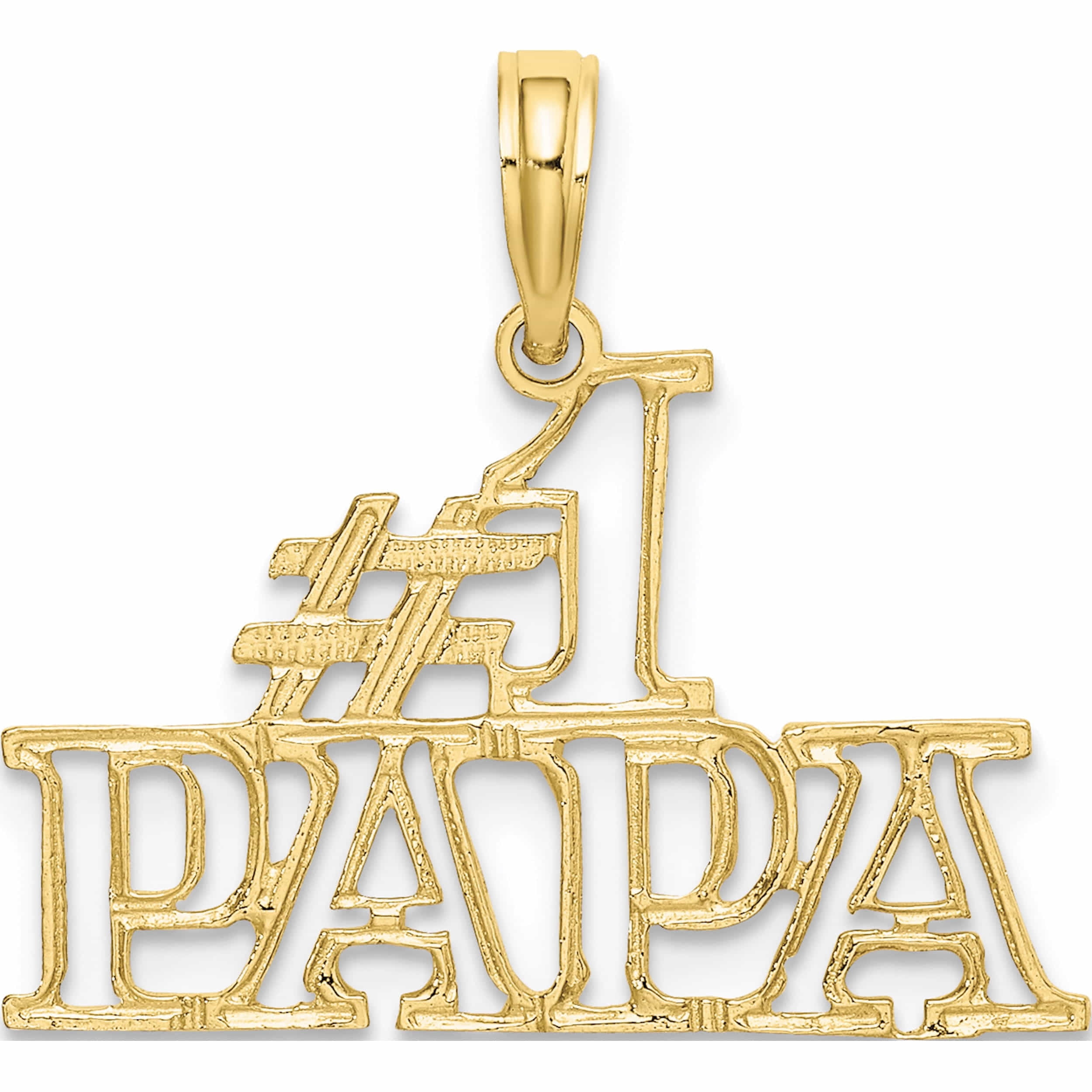 SWEET PEA JEWELLERY 10K Yellow Gold #1 Papa Cut-Out Charm (18.8 X 23.3) Made In United States -Jewelry By Sweet Pea