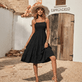 thumbnail image 3 of MLDRA Women’s Summer Sleeveless Midi Dress Spaghetti Strap Flowy Smocked Tiered Loose Fit Casual for Beach Vacation, Black, 3 of 6