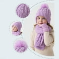 thumbnail image 4 of Gamivast 3Pcs Kids Winter Beanies Hat Scarf Gloves Set for 1-10 Years Old Boys Girls Knit Thick Warm Toddler Hat with Pom Long Scarf Warmer Gaiter Mittens Thermal Sets, 4 of 6