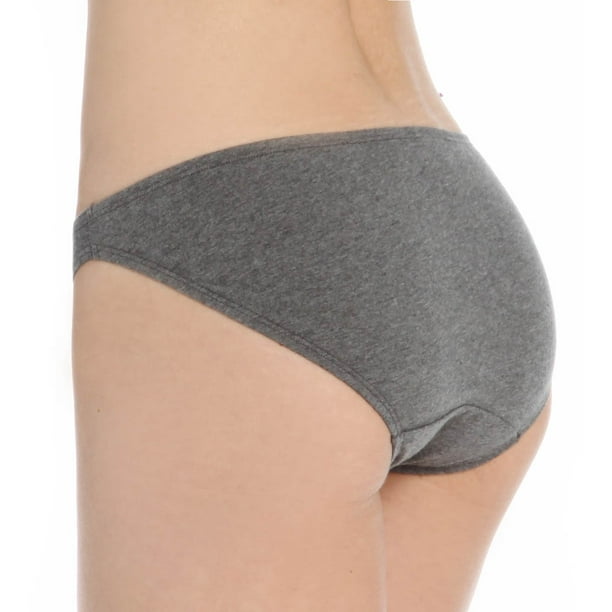 Women's Cottonique W22206 Latex Free Organic Cotton Bikini Panty - 2 Pack  (Black 7) 