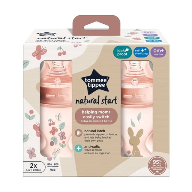 Biberón Tommee Tippee Natural Start 9oz, Rosa