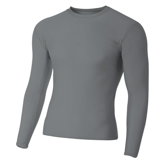 A4 Teen Long Sleeve Compression Crew For Teen Male in Graphite | NB3133