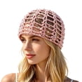 thumbnail image 4 of 22IN Sparkly Sequin Crochet Beanie Hat - Mesh Skull Cap with Transparent Lining, Glitter Party Accessory for Women,Pink, 4 of 4