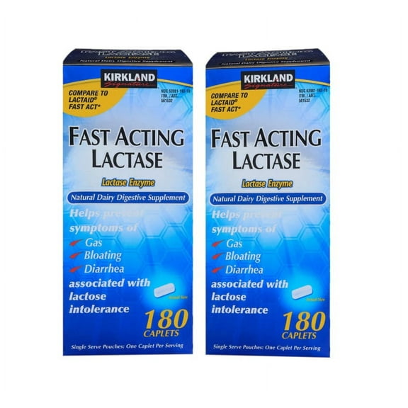 2 Pack | Kirkland Signature Fast Acting Lactase, 180 Caplets