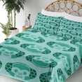 thumbnail image 3 of Ambesonne Monkey Emoji Fitted & Top Sheet Set with Shams, Funny Music Animal, Seafoam Sea Green Teal, 3 of 5