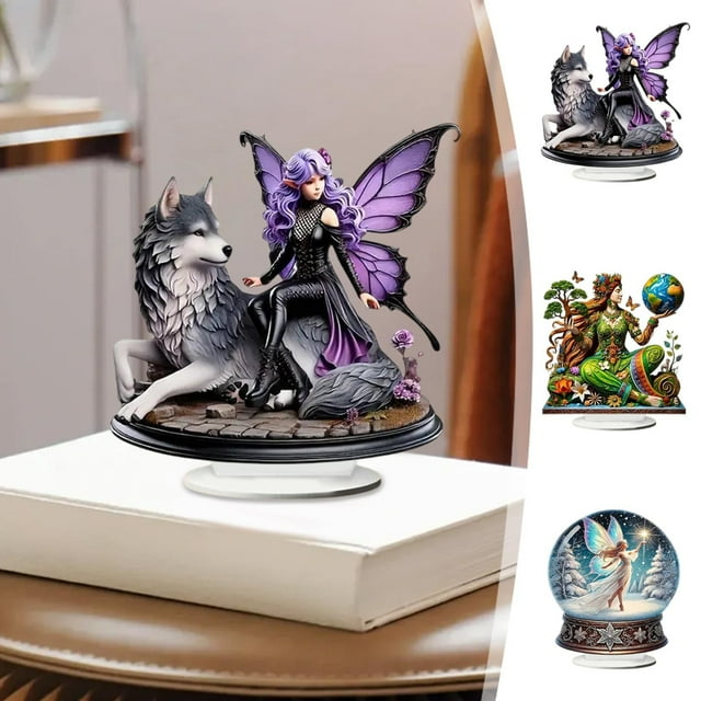 Cagogo under $5 3Pcs Acrylic Tabletop Decor, Quality Acrylic Standing Ornament, 2D Flat Three-Dimensional Visual Effect Decor, Modern Art Classic Style Home Display