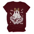 thumbnail image 2 of Halloween Ghost Shirts for Women Casual Short-Sleeved Ghost Print T-Shirt Retro Fall Spooky Season Tees Tops, 2 of 5
