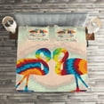 thumbnail image 2 of Ambesonne Flamingo Quilted Coverlet 3 Pcs, Valentines Funky Birds, Queen Size, Multicolor, 2 of 2