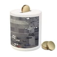 thumbnail image 3 of Urban Piggy Bank, Road Intersection Paris France Modern City Life Cars in Traffic Crosswalk Street View, Ceramic Coin Bank Money Box for Cash Saving, 3.6" X 3.2", Grey White, by Ambesonne, 3 of 4