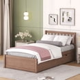 thumbnail image 3 of Modern Twin Size Platform Bed Frame with 2 Drawers, Headboard and Footboard, Wood Slats Support Bed Frame, No Box Spring Needed, 3 of 8