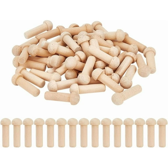 Unfinished Wooden Mushroom Axle Pegs DIY Toy Supplies Moccasin 32x12mm