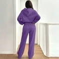 thumbnail image 6 of Huankd Sweatsuits Women 2 Piece Outfit Fleece Oversized Hoodie Wide Leg Sweatpants Track Suits Matching Lounge Pants Sets Purple L, 6 of 7
