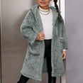 thumbnail image 2 of ZyeKqe Girls Fuzzy Fleece Jacket Long Sleeve Button down Sherpa Lined Overcoat Thicken Warm Casual Outwear 3-11 Years, 2 of 6