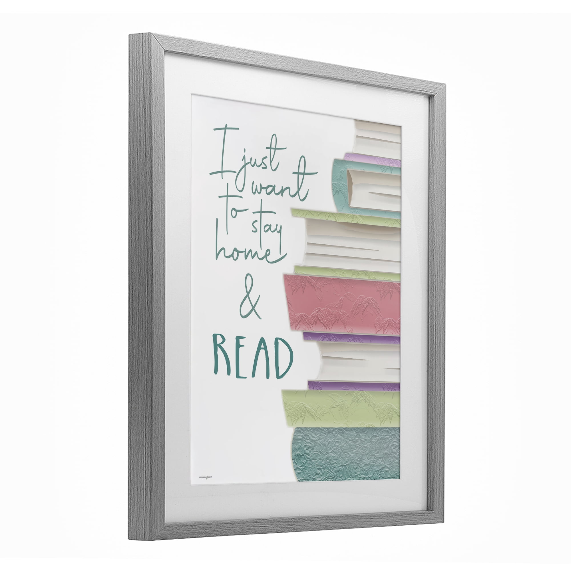 Stupell Industries Stay Home & Read Gray Framed Print Under Glass, design by Seven Trees Design