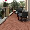 thumbnail image 4 of Wood Plastic Composite Deck Tiles Set of 20, Sustainable Composite Decking Resist Rust, Water, Weather, Easy to DIY & Maintain, Ideal for Patios, Balconies, Rooftops, Mahogany Colour, 4 of 7