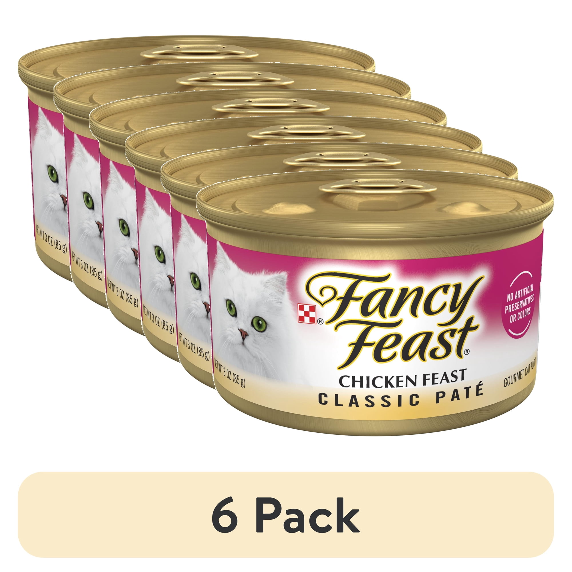 (6 pack) Purina Fancy Feast Chicken Feast Classic Grain Free Wet Cat Food Pate 3 oz Can