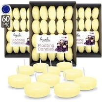 Hyoola 1.75 inch Round Unscented Ivory European Made Floating Candles, Paraffin Wax with Cotton Wicks, 60-Pack