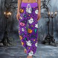 thumbnail image 2 of CAUYDY Joggers Pants for Women Halloween Sweatpants for Women Trendy Ghost Funny Print Drawstring Waist Wide Leg Pants(L101-Purple,XL), 2 of 5