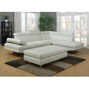 Logan Collection 3-piece Sectional Sofa Set w/Bonded Leather. Left Facing Style in White Color