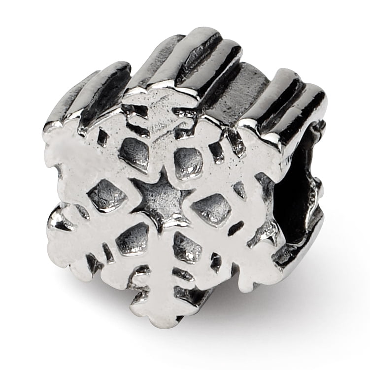 925 Sterling Silver Charm For Bracelet Snowflake Bead Holiday Celebration