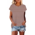 thumbnail image 2 of Mujeres de Manga Corta Tops Casual Cuello Redondo Impresión Blusa Poliéster Ligero Top, Camisa de las Señoras de la Moda para el Hogar Diario Y el Uso Cómodo, 2 of 9