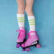 Skate Gear Retro Quad Roller Skates, Holiday Gift for Girls (Graphic Purple, Women's 9 / Men's 8)