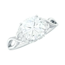 Rosec Jewels Certified Moissanite Cushion Cut Engagement Ring - Infinity Ring - 8 mm - 3 Ct - D-VS1 Quality, 14K White Gold, US 10.00