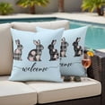 thumbnail image 4 of Blue Easter Outdoor Waterproof Pillow Covers, Spring Rabbit Plaid Flowers Animal Floral Decorative Square Throw Pillowcase Sofa Cushion Sham for Patio/Couch/Chair, 18"x18" 2 Pack, 4 of 8