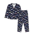 thumbnail image 1 of Fotbe Sardine Conjunto de Pijama de Manga Larga para Mujer con Estampado, Ropa de Dormir de 2 Piezas, Conjunto de Casa Suave y Cómodo con Bolsillos-X-Large, 1 of 7