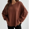 thumbnail image 6 of Womens Fall Fashion 2717 Fall Sweaters for Women 2023 Long Sleeve Crewneck Solid Color Women Knit Sweaters Pullover with Side Shirring, 6 of 7