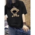 thumbnail image 1 of 2025 Summer New Casual Versatile Cartoon Puppy Print Short Sleeve T-Shirt for Women, Pure Cotton, 1 of 5