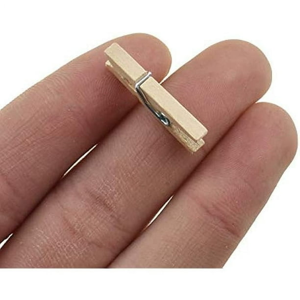 HAYANWooden Clothes Pins Clothespins Mini Do NOT Fall Apart 1 inches Length 80 Pack Sturdy Strong Springs No Rust No Discoloration for Laundry Bathroom DIY Craft Photos Food Opened Bags