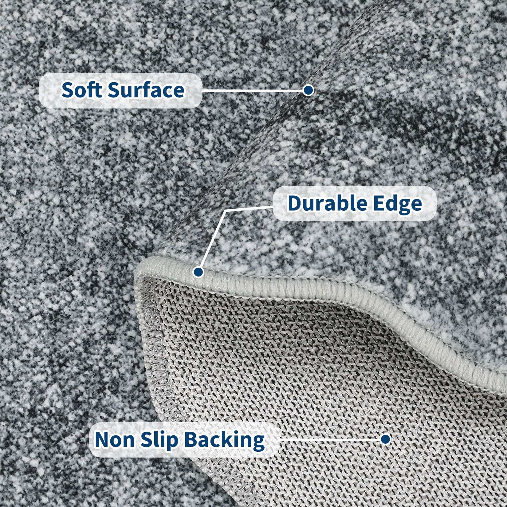 HOMERRY Large Scalloped Border Non-Shedding Area Rug 9' x 12' for Living Room Washable Indoor Carpet, Gray