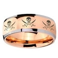 thumbnail image 2 of Tungsten Multiple Skull Pirate 8mm Shinny Rose Gold Two Tone Dome Men Ring, 2 of 2