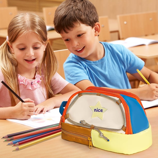 Pencil Case Pouch Large Capacity Pencil Bag Zippered Pen Pouch With 3 Compartments Large Capacity Tent-Shaped