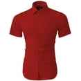 thumbnail image 3 of Hat and Beyond Men's Premium Short Sleeve Dress Shirts Solid Stretch Slim Fit, 3 of 4