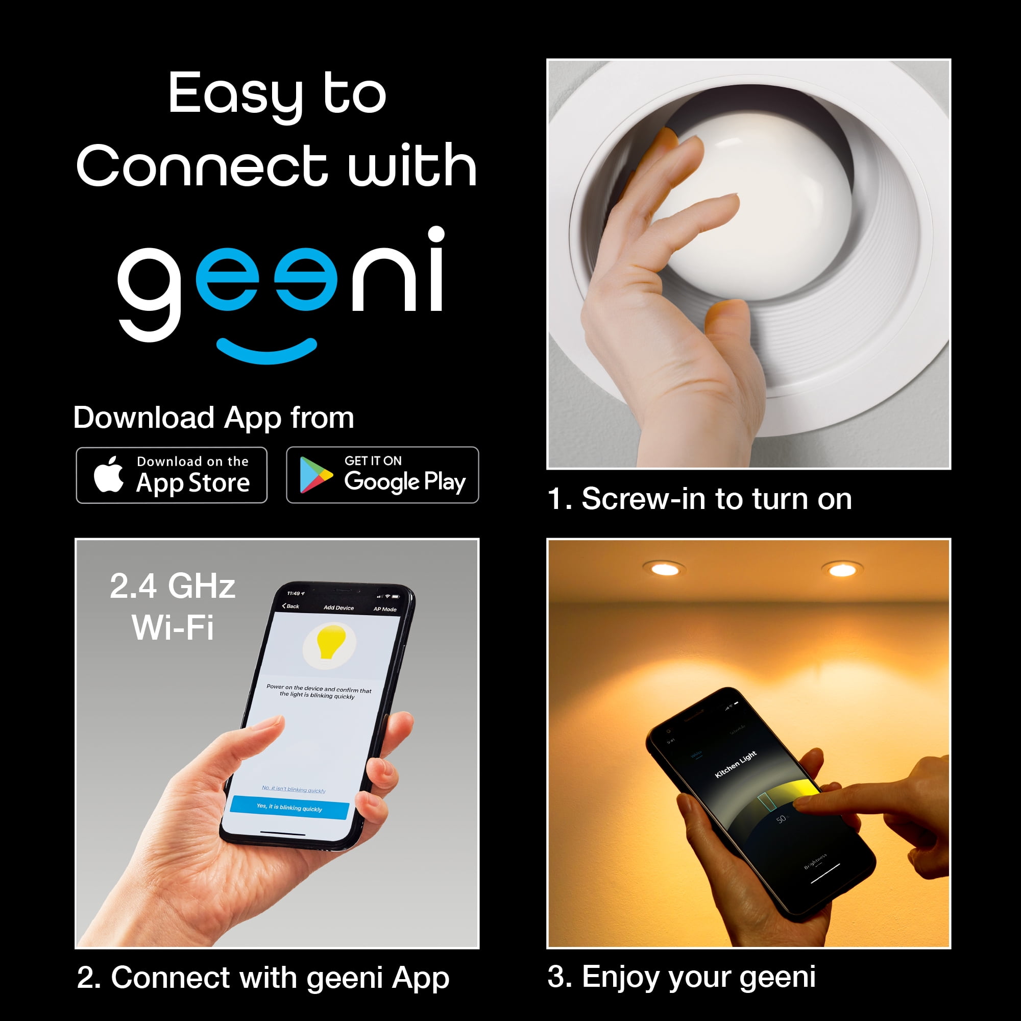 Geeni Lux Drop Tunable White Smart BR30 Light Bulb, 65W Equivalent, No Hub Required