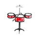 thumbnail image 2 of Batería para niños principiantes, juguetes musicales fáciles de montar, batería de Jazz para niños pequeños 3 pads de batería rojos, 2 of 7