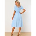 thumbnail image 3 of DARING DIVA Puff Sleeve Square Neck Gingham Dress XL Light Blue, 3 of 6