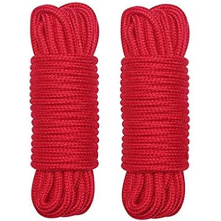 2 Pack Soft Cotton Rope Cord - 8mm Thick Twisted Cord, 33 Feet Each (Black & Red), For Crafts & DIY