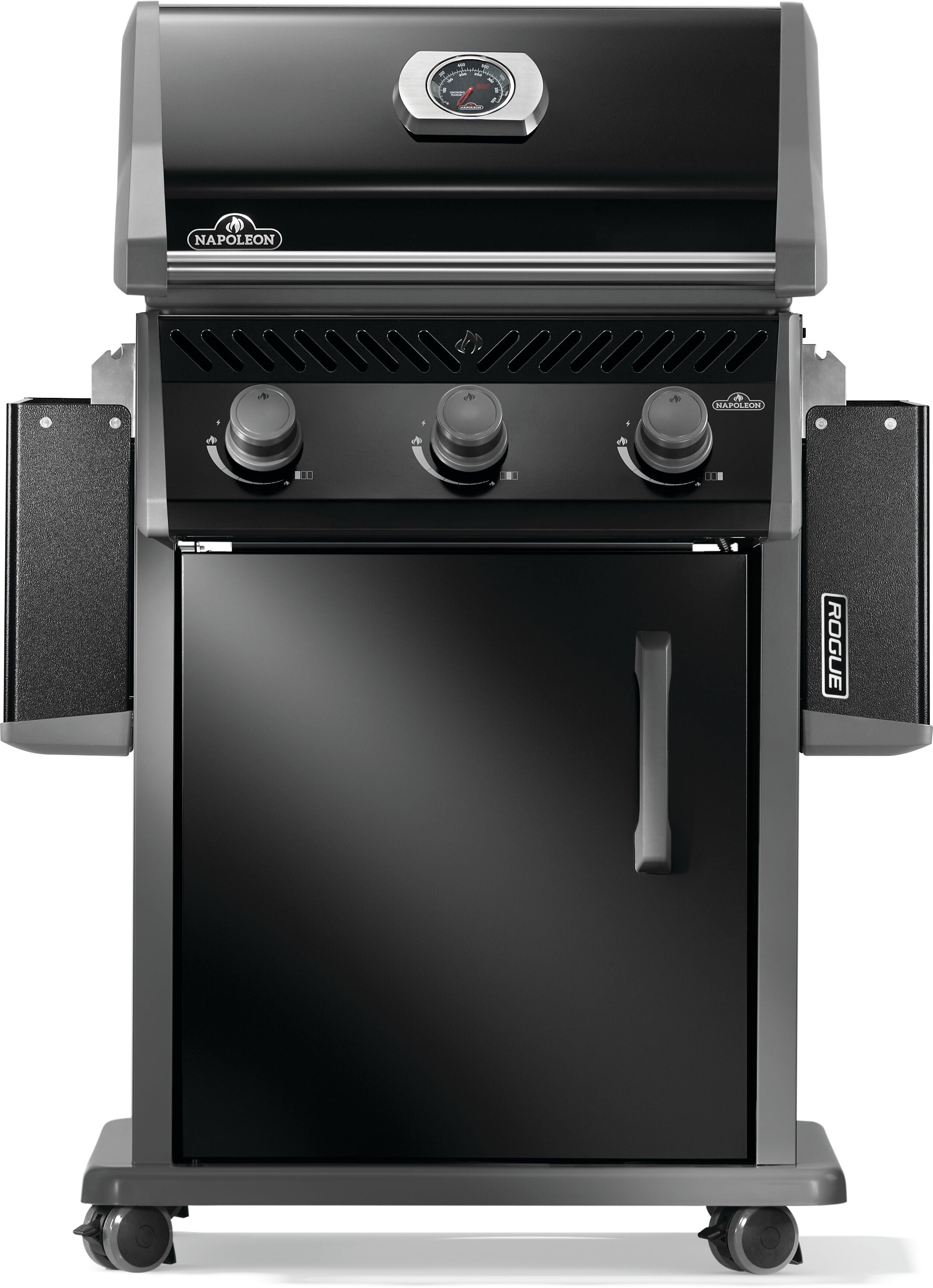 Napoleon Rogue 425 3-Burner Propane Gas Grill in Black with Cast Iron Cooking Grids