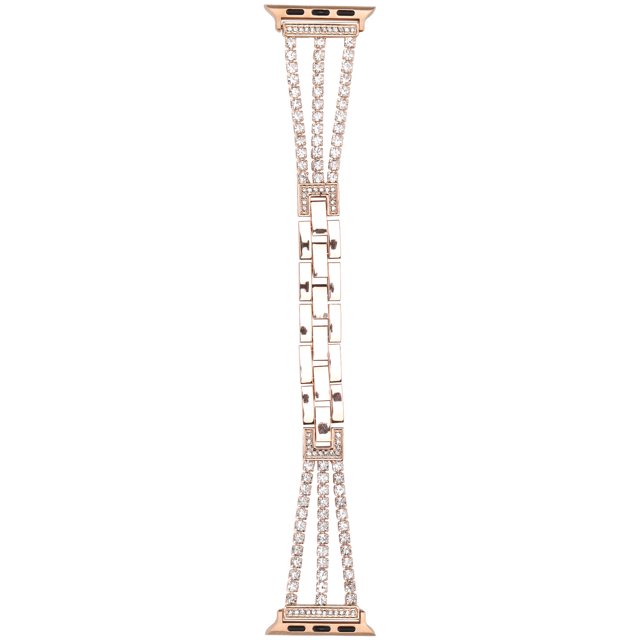Correa de reloj de metal de latón con diamantes de imitación para reloj IOS Oro rosa 38/40 mm