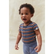 easy-peasy Baby Short Sleeve Henley Bodysuit, Sizes 0-24 Months