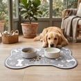 thumbnail image 4 of Dog Cat Mat for Food and Water,Bone Shaped Dog Placemat Bowl Mat with Rubber Backing,Rapid Absorbent Pet Feeding Mat, No Stains Pet Food Mats Indoor, Pet Accessories Supplies, 12"×19", 4 of 6