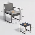 thumbnail image 2 of 3 Piece All-Weather PE Rattan Patio Bistro Set, Outdoor Wicker Patio Furniture Set, Conversation Chairs with Tempered Glass Table for Balcony Yard Poolside Garden, Gray, 2 of 6