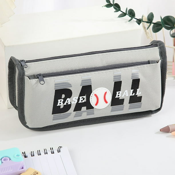 Estuche de Lona de Gran Capacidad para Estudiantes | Bolsa de Papelería Resistente de Tres Capas | Organizador Deportivo | Opciones En Azul y Gris | Almacenamiento de Útiles Escolares para Niños y Ad