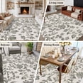 thumbnail image 6 of Pastoral Flower Washable Area Rug 5 x 8 ft Gray Green Flower Vintage Linen Texture , Soft Non Slip Rugs Stain Repellent Indoor Felt Carpet for Living Dining Room Bedroom Home Office, 6 of 9