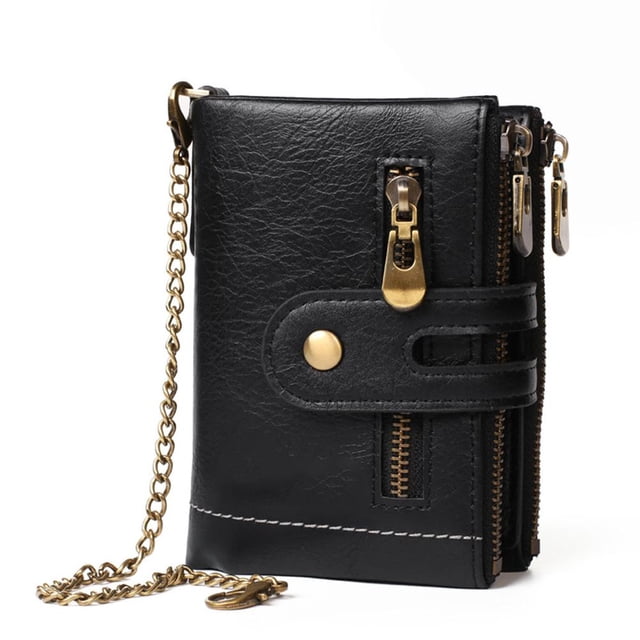 Cartera Para Hombre De Alta Capacidad Cartera De Cuero Pu Genuino Con Doble Cremallera Monedero Con Múltiples Ranuras Para Tarjetas Cateissary AP007589-01