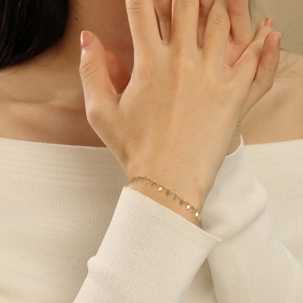 DIY Brass Curb Chains with Flat Round Charms Necklaces/Bracelets Making Kits Real 18K Gold Plated 3x2x1mm