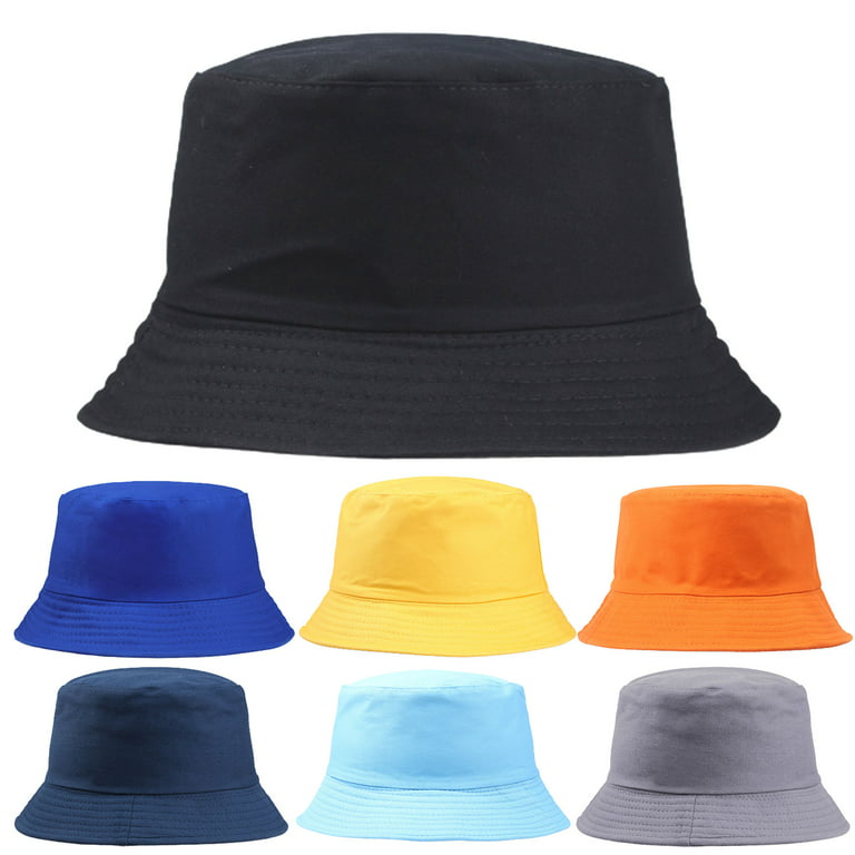 SANWOOD Bucket Hat Blue,Unisex Cotton Fisherman Hat Solid Color